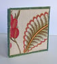 Birthday card or greetings card - made with upycled textiles orange pink green - Image 3