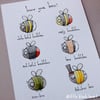 bee guide - original illustration (A5)