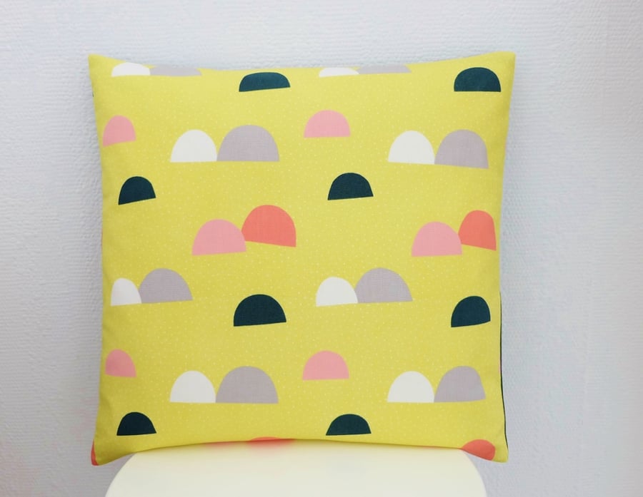 SALE Yellow Abstract Cushion, Japanese Kokka Fabric Living Room Cushion