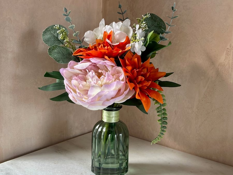 Hydrangea and Orange Daisy Forever Bouquet in Vase