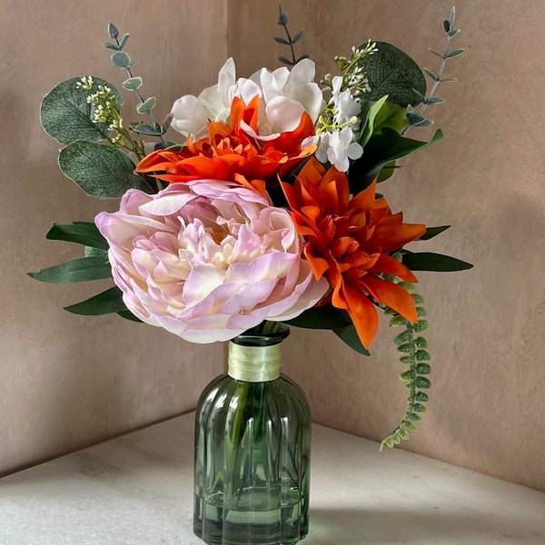 Hydrangea and Orange Daisy Forever Bouquet in Vase