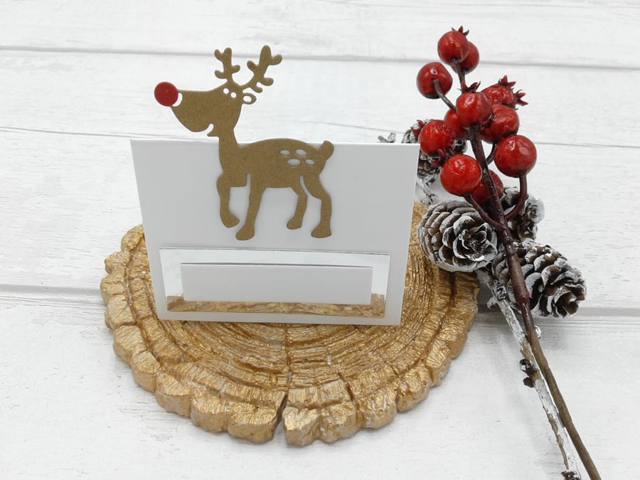 Christmas place settings. 10 luxury Christmas place cards. Rudolph place cards.