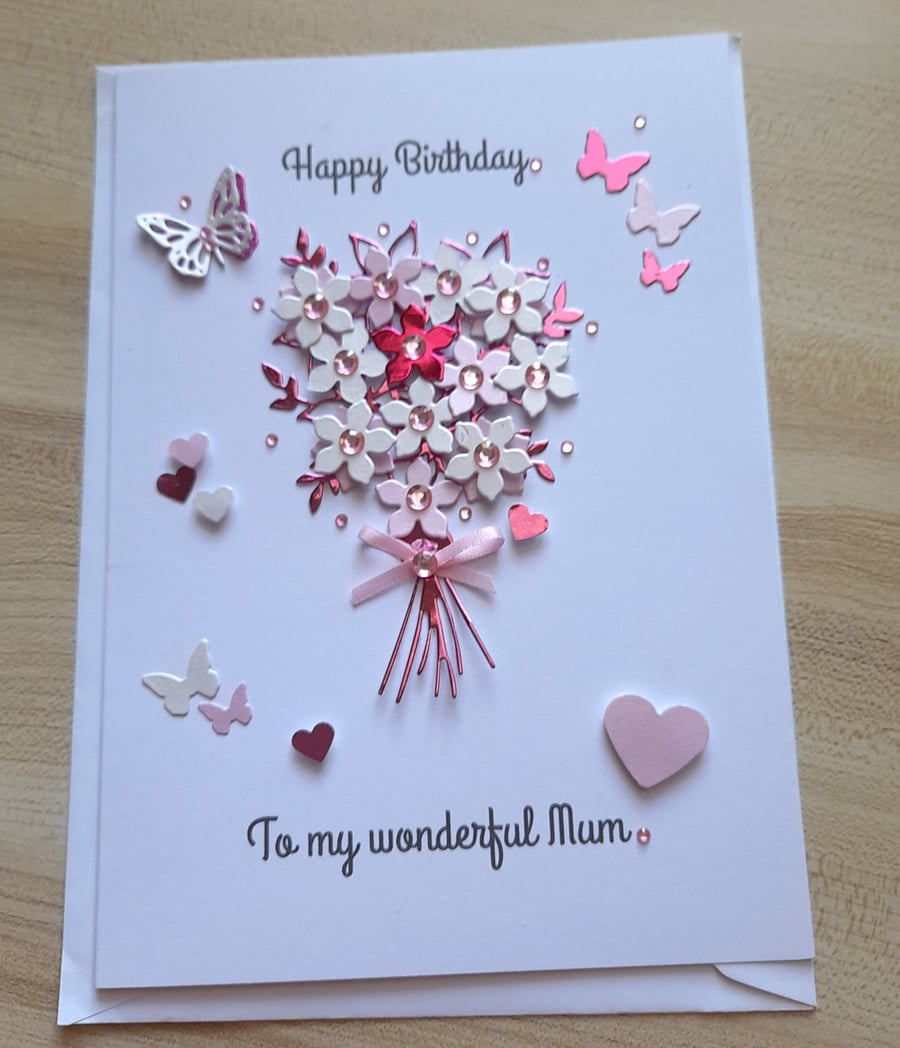 Handmade Mother’s Day Floral Bouquet Card 