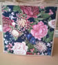 Medium Jute Bag with Peonies and Crysanthemums on a Navy Background