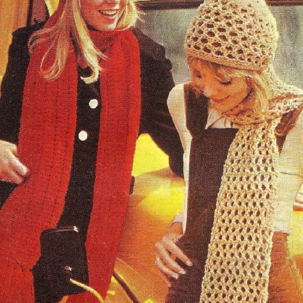 VINTAGE KNITTING PATTERN Ladies Lacy Hat and Scarf