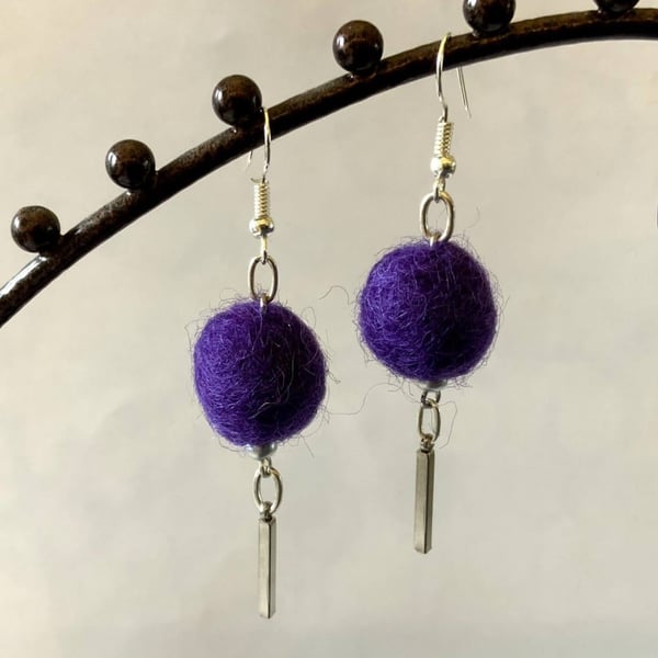 Merino wool ball earrings