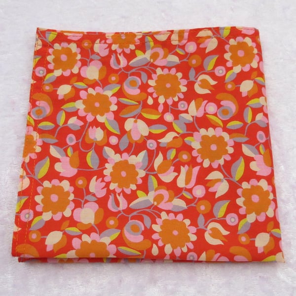 Liberty Tana Lawn handkerchief, ladies handkerchief, floral, organic lawn