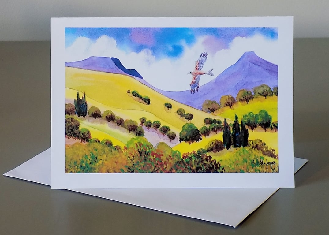 Red Kite, In The Brecon Beacons, South Wales, Greetings Card, Blank inside, A5