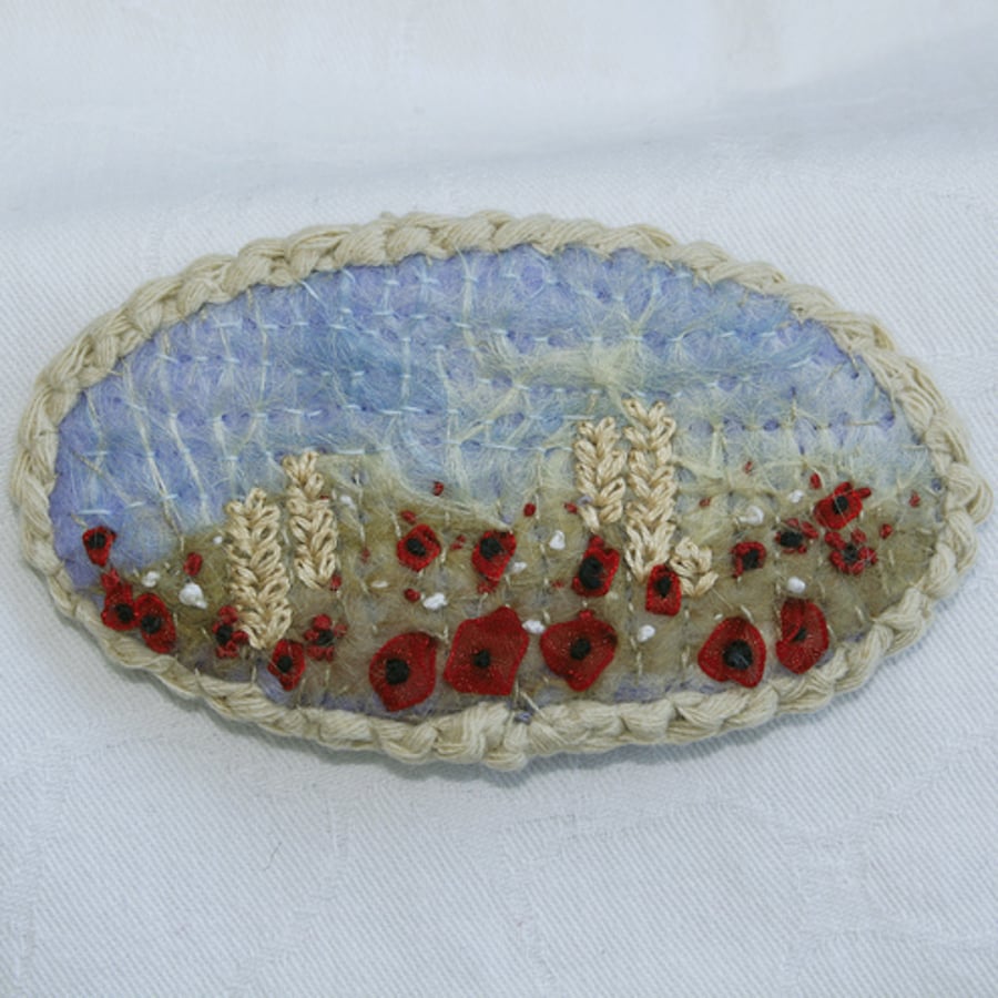 Embroidered Barrette - Poppy fields