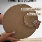 Handmade Jute Placemats Coasters  Rustic Boho Table Decor