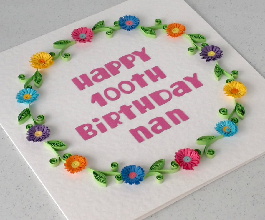 100th birthday card - personalised with any age and name