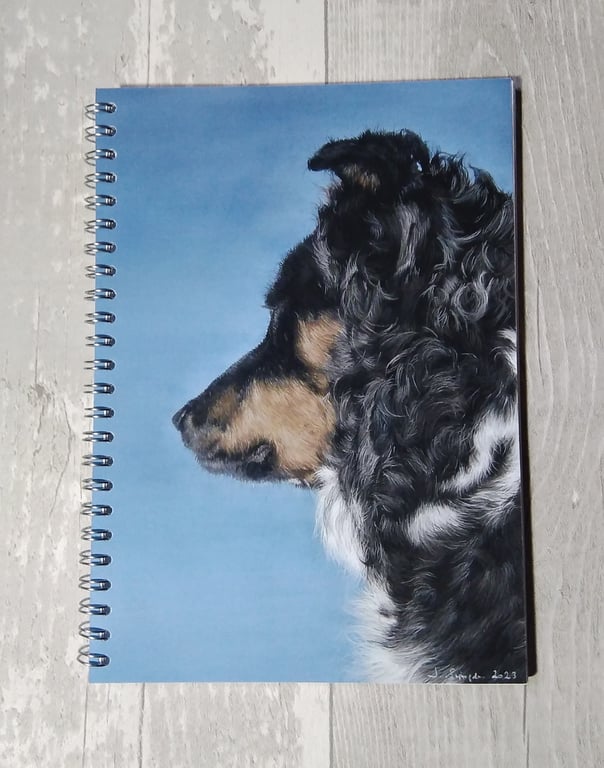 Border Collie Notebook from my original artwork 'Waiting for Dad' Spiral bound.
