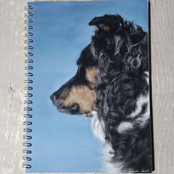 Border Collie Notebook from my original artwork 'Waiting for Dad' Spiral bound.