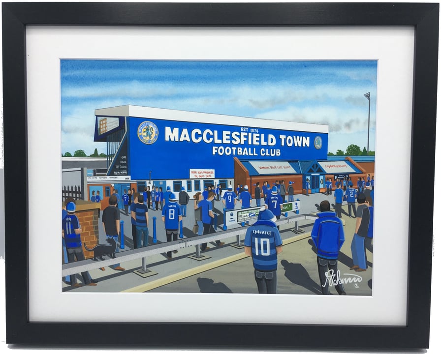 Macclesfield Town F.C, Moss Rose Stadium, High Quality Framed Football Art Print
