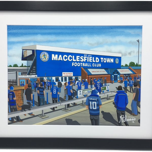 Macclesfield Town F.C, Moss Rose Stadium, High Quality Framed Football Art Print