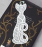 Cat Bookmark, embroidered lace - Image 5