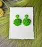 Jungle Green Hydrangea Flower Polymer Clay Earrings 