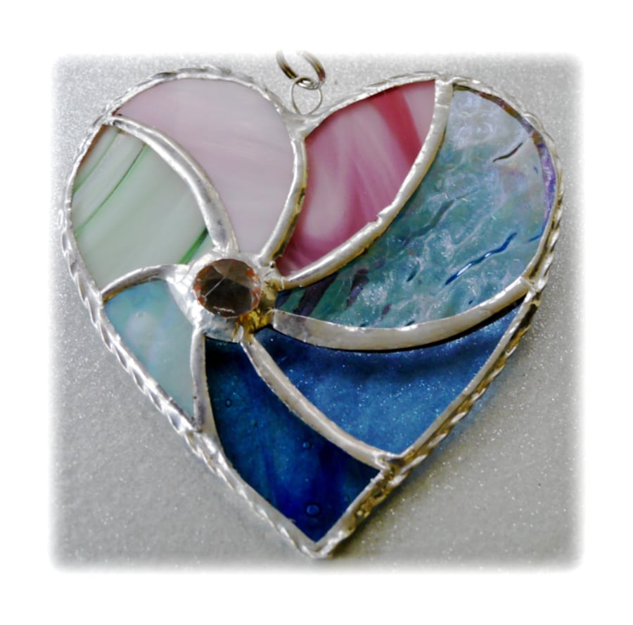 Pastel Swirl Heart Stained Glass Suncatcher 018