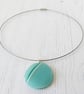 Round Glass Pebble Pendant and Choker - Image 3