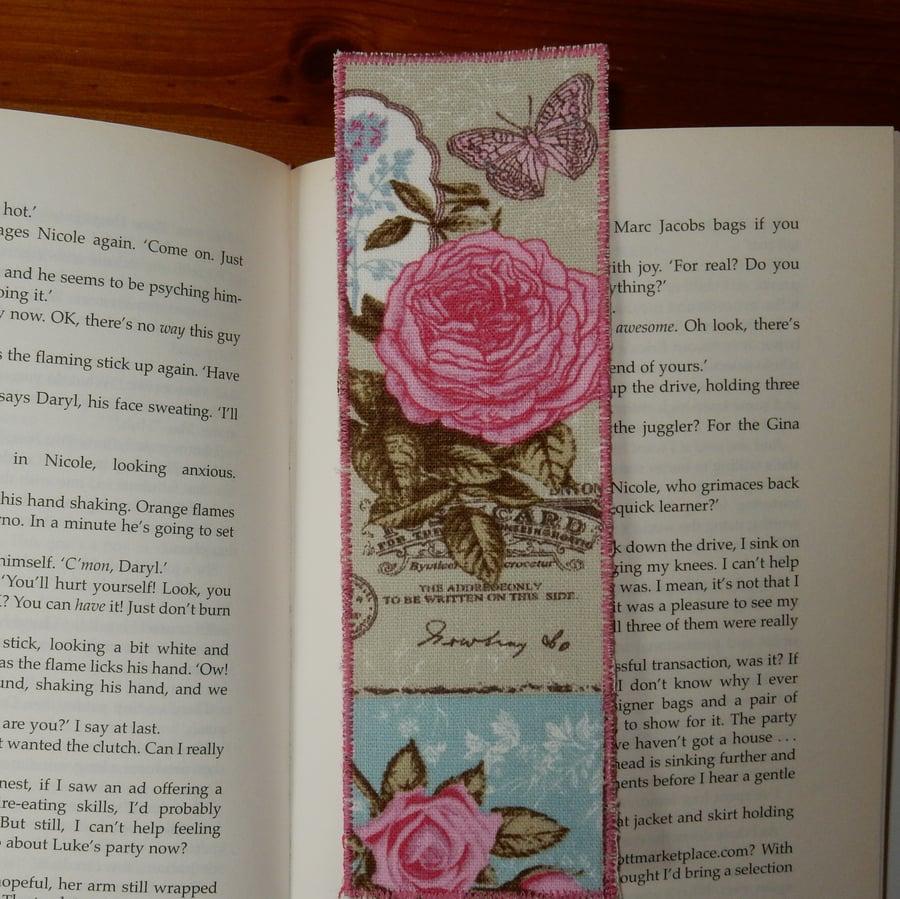 Bookmark pretty rose and butterfly