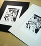 Thoughtful Tabby Cat - Original Hand Pulled Linocut Print - Image 4
