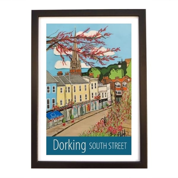 Dorking South Street travel poster print by Susie West