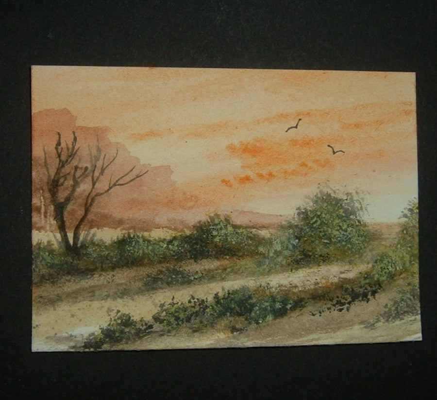 painting art aceo sunset landscape ref 397