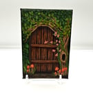 Fairy Door with Mushrooms on Canvas ACEO