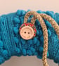 Handmade Bobbly Blue Yarn Wrapped Wreath With Wooden Heart Accents, Home Decor - Image 5