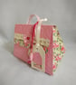 Ribbon Purse Pretty Pink Dotty Circles and Cottage Florals Gift Box - Image 5