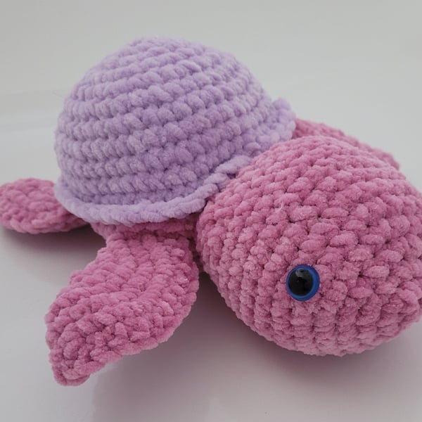 Crocheted sea turtle purple, pink