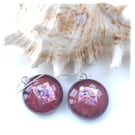 Luxury Dichroic Earrings Fused Glass L008 Sterling Silver hooks