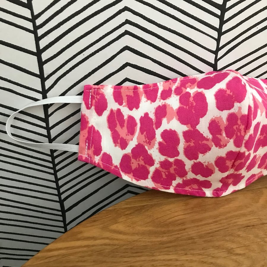 Leopard Face Mask 100% Cotton Fabric Washable and Re-usable Child Adult Sizes