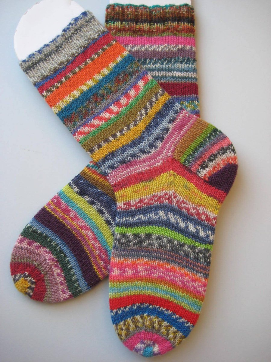 hand knit womens wool crazy socks UK 4-6