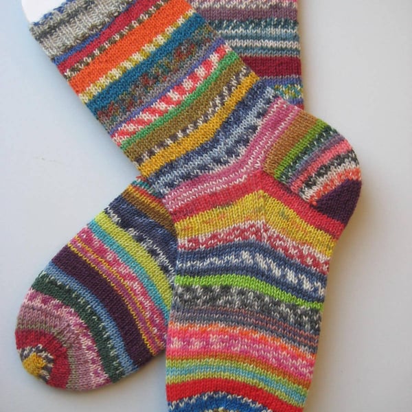 hand knit womens wool crazy socks UK 4-6