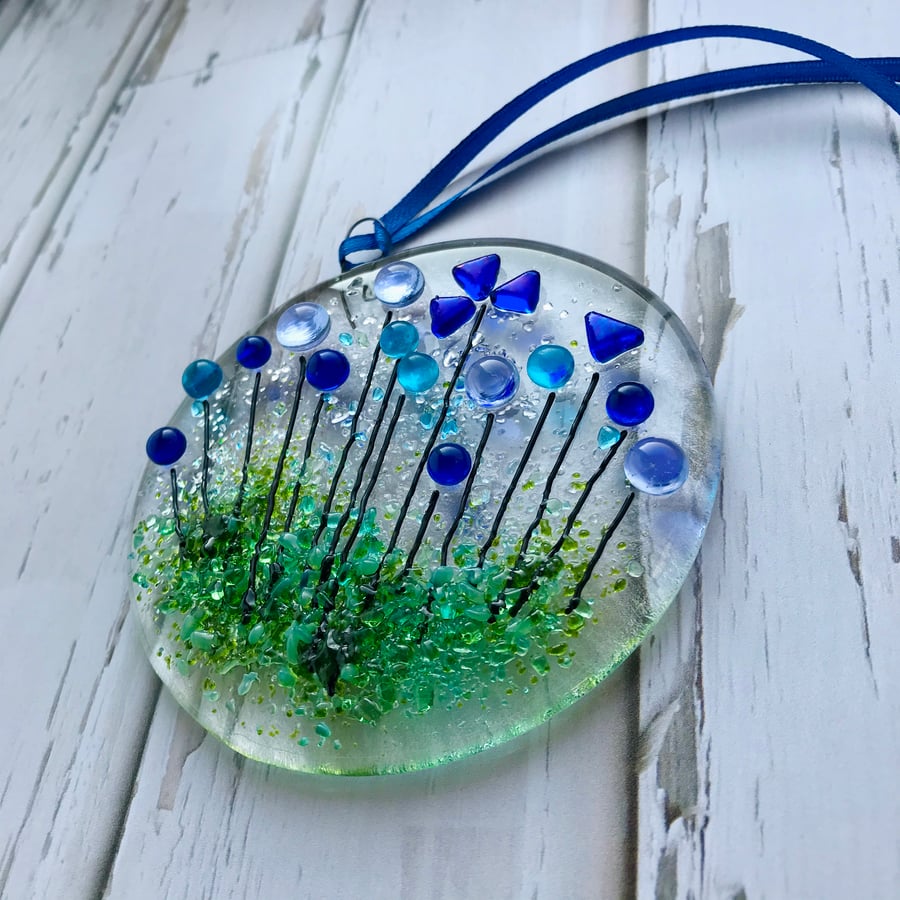 Fused glass floral suncatcher, housewarming gift, gift for her