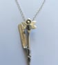 Sterling Silver & 9ct Gold Dainty Daffodil Pendant  - Image 3