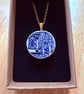 Upcycled bone china necklace blue willow pattern