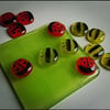 Fused Glass Ladybird and Bee Noughts and Crosses Board