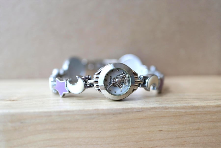 Moon.Star.Unicorn Vintage Watch Up-cycled Stainless Steel Decorative Bracelet 