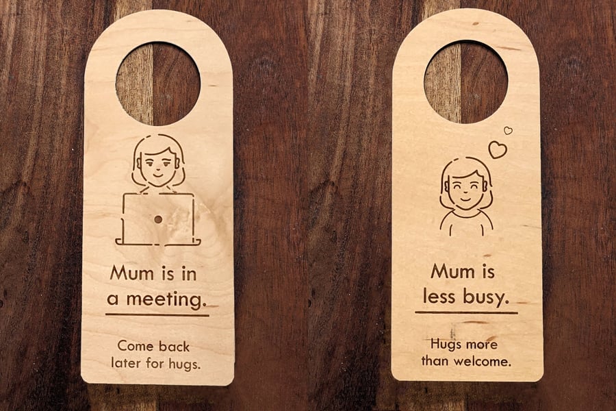 Mum is on a meeting Do Not Disturb Sign Work Wooden Door Hanger, zoom meeting