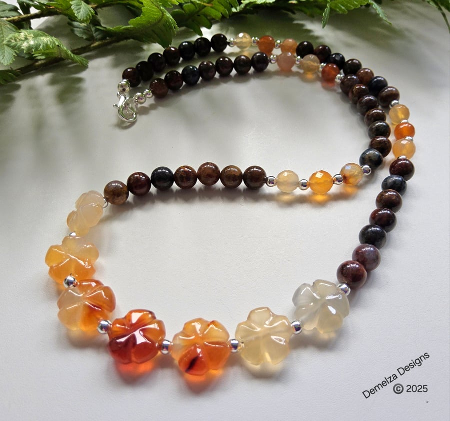 Designer Carnelian & Pietersite Necklace