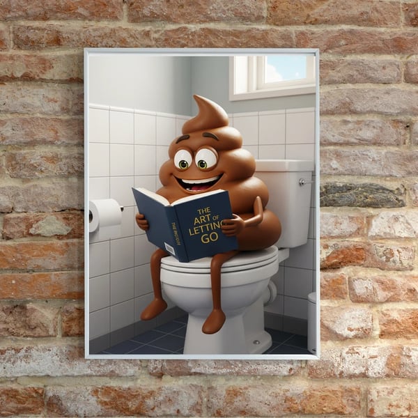 Funny Bathroom A4 Print – Poo Reading a book