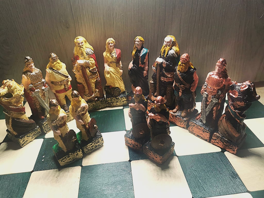 Chess Set, Viking themed, Handmade and Painted to order. (Chess Pieces only)