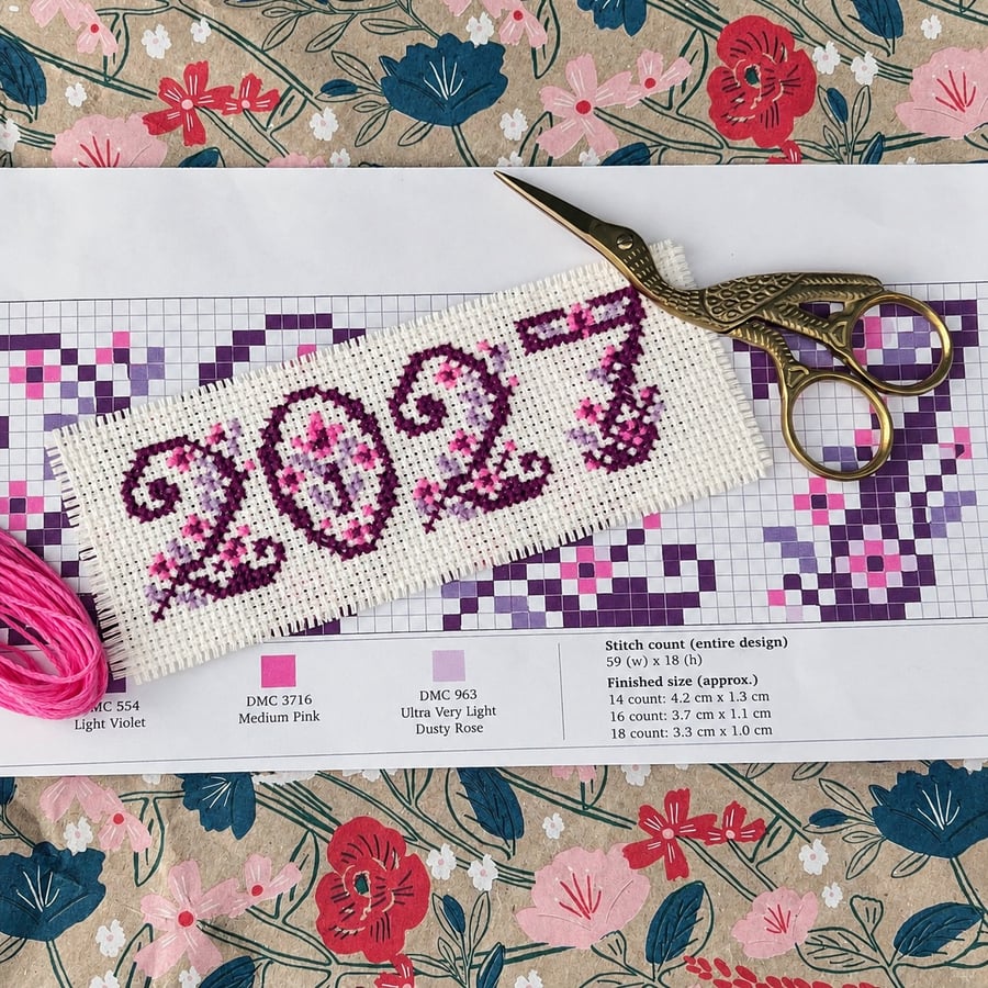 2027 Numerals Happy New Year Cross Stitch Counted Cross Stitch Pattern PDF