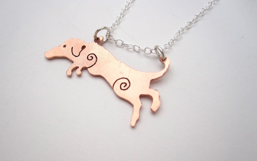 Dachshund Sausage dog Copper Pendant Dog jewellery dog necklace