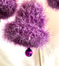 3 purple hand knitted jingle bells - Image 4