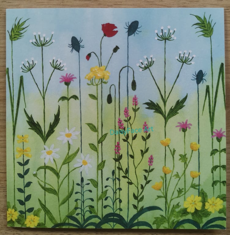 Sunny Meadow Flowers greetings card