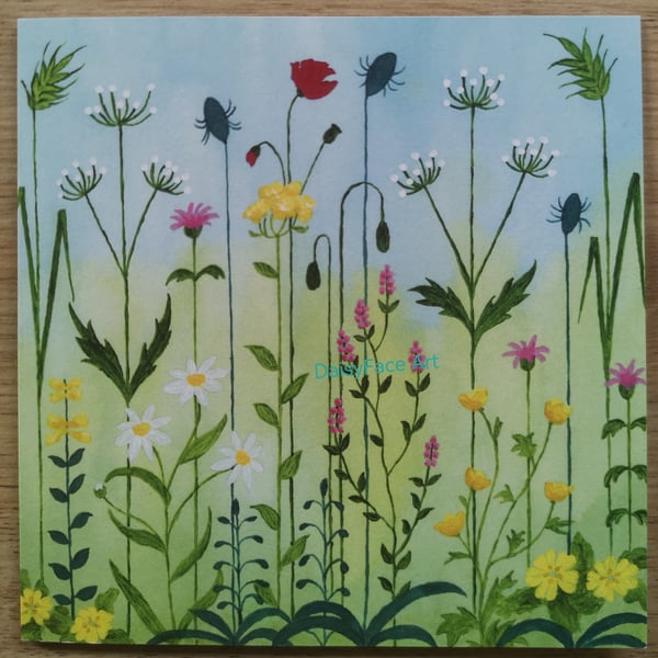 Sunny Meadow Flowers greetings card