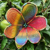 Rainbow Coloured Textile Art Flower